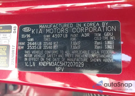 2017 Kia Sportage Lx from USA, damaged, VIN KNDPM3AC5H7207029